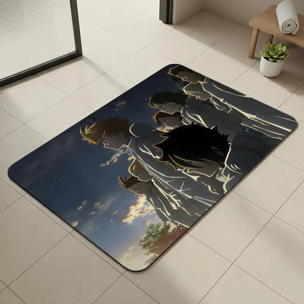 Anime Promised Neverland Diatomite Bath Mat | Quick Dry Diatomite Bath Mat Axl White4 30x45cm