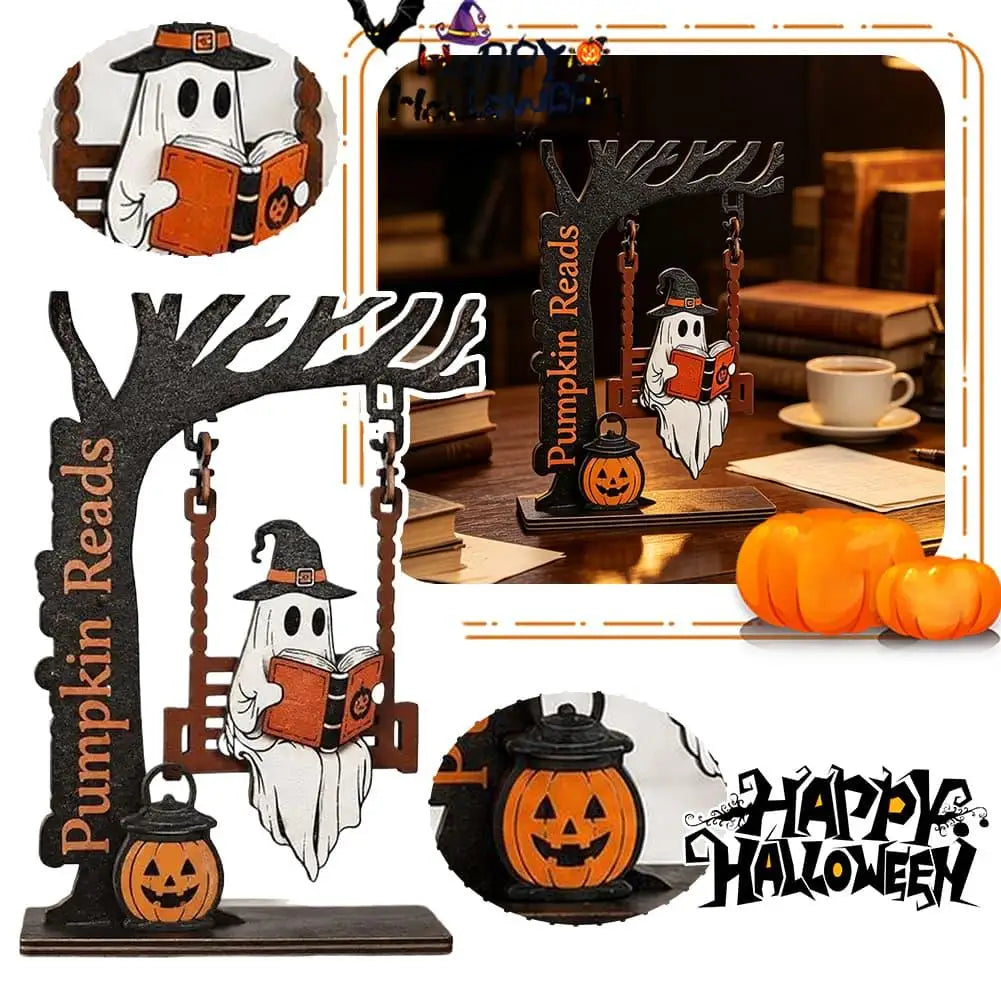 Ghost on a Swing Wooden Halloween Tabletop Ornament Halloween Ornament Axl