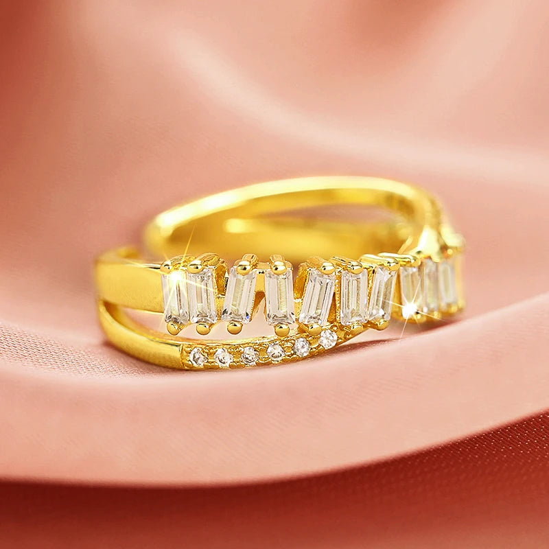 Huitan Cross Ring Women – Cubic Zirconia Resizable Band Fashion Ring Axl