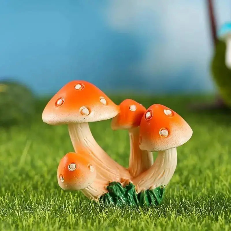 Resin Mushroom Figurines – Mini Garden Bonsai Fairy Decor Garden Figurine Axl H