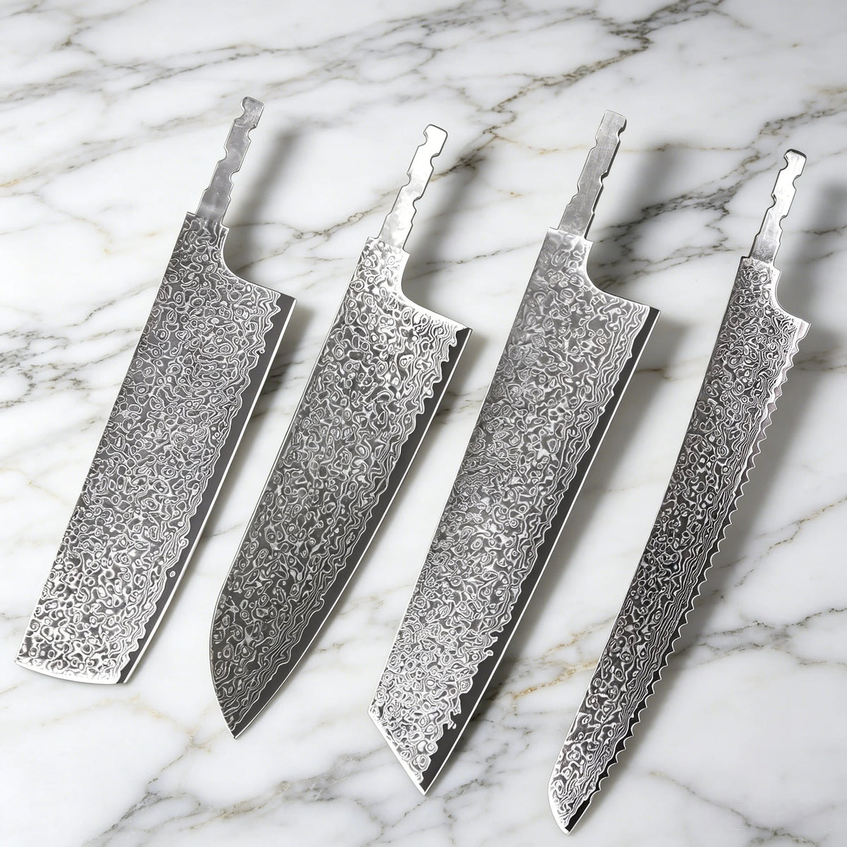 Damascus Steel Knife Blank – Forged DIY Chef Blade No Handle Damascus Knife Blank Axl Kitchen Blade-4pcs