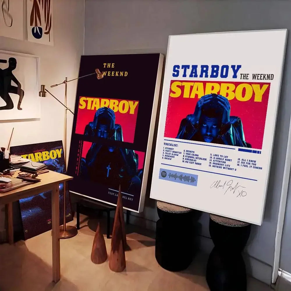 The Weeknd Starboy Self-Adhesive Wall Poster | Bar Room Decor Wall Art Poster Axl
