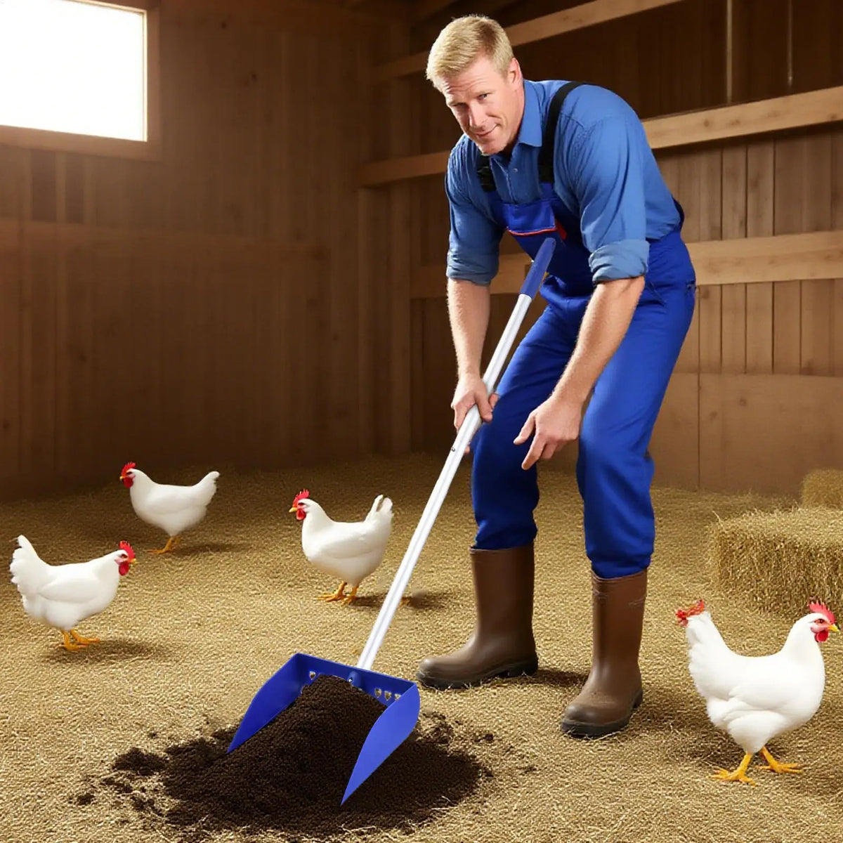 Detachable Aluminum Chicken Litter Scoop & Rake Farm Tool Litter Scoop Rake Axl
