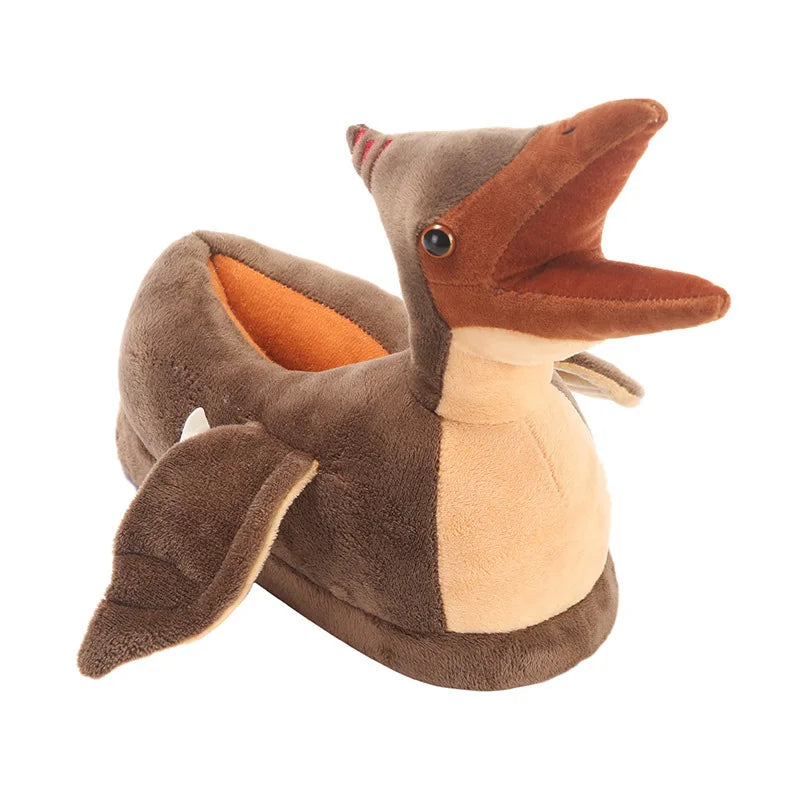 Dinosaur Furry Slippers – Kids & Adult Animal Slides Animal Plush Slippers Axl