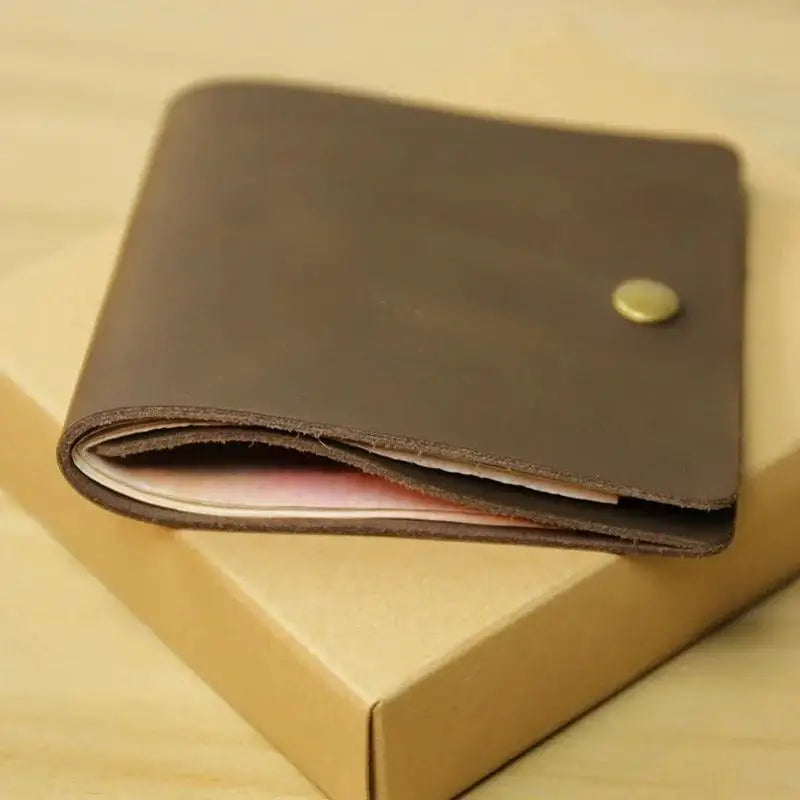 Retro Minimalist Bifold Genuine Leather Card Wallet | Men & Women Leather Bifold Wallet Axl