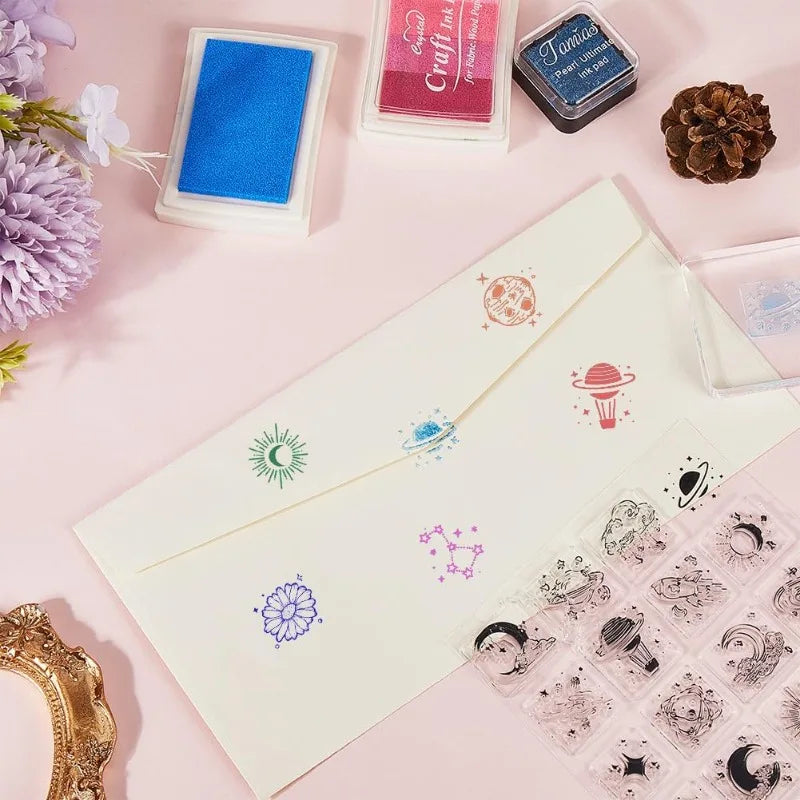 Moon Sun Star Clear Silicone Stamps – 2pc Journaling Set Clear Silicone Stamps Axl