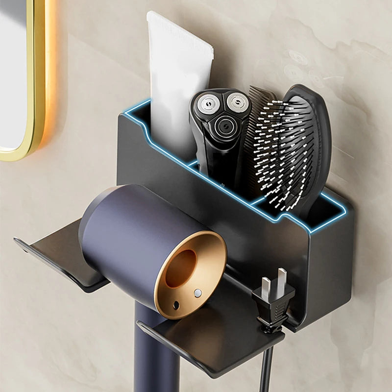 Wall Mounted Hair Dryer Holder – Punch-Free Bathroom Shelf Hair Dryer Holder Axl