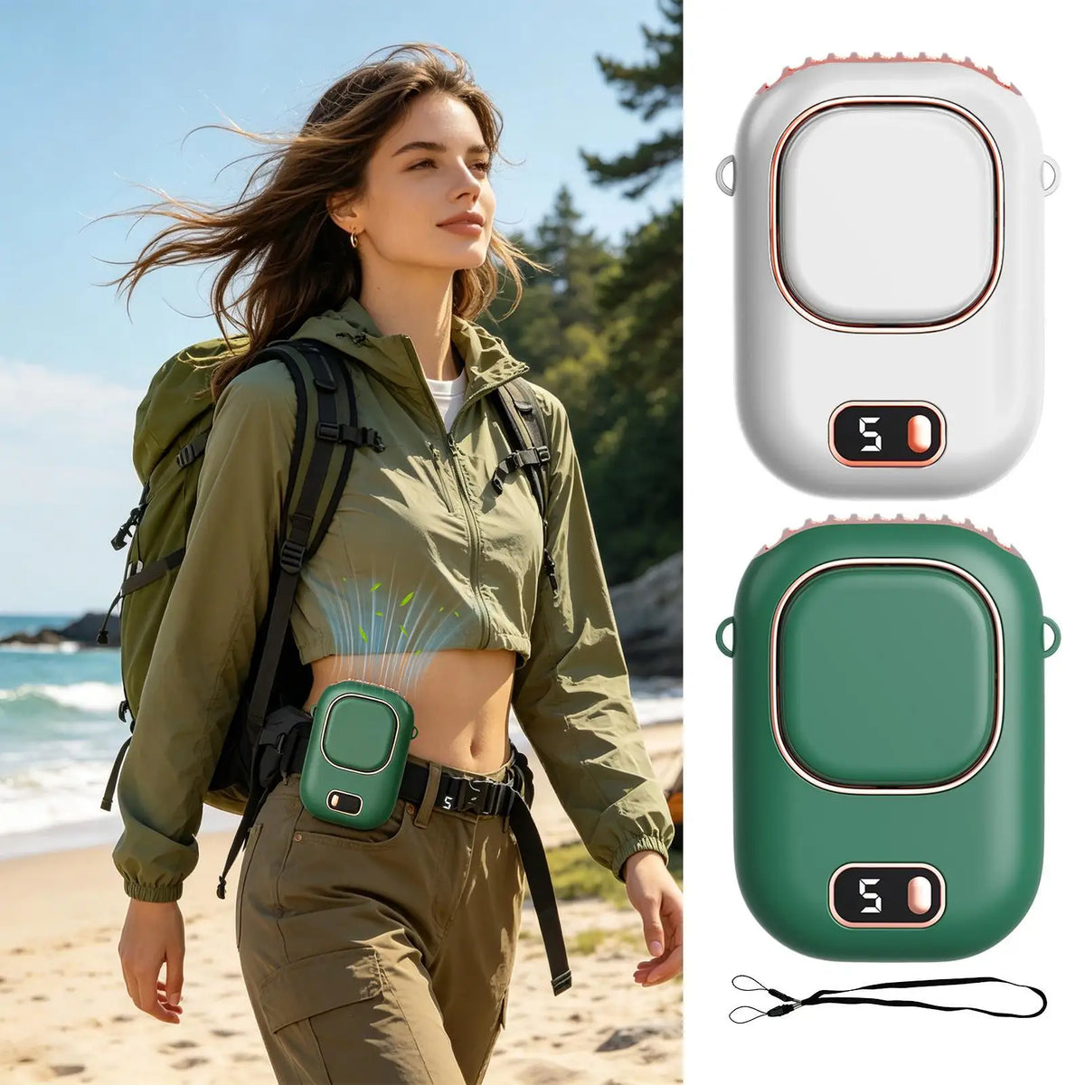 Bladeless Waist Clip Fan – 5-Speed USB Rechargeable Personal Fan Personal Clip Fan Axl
