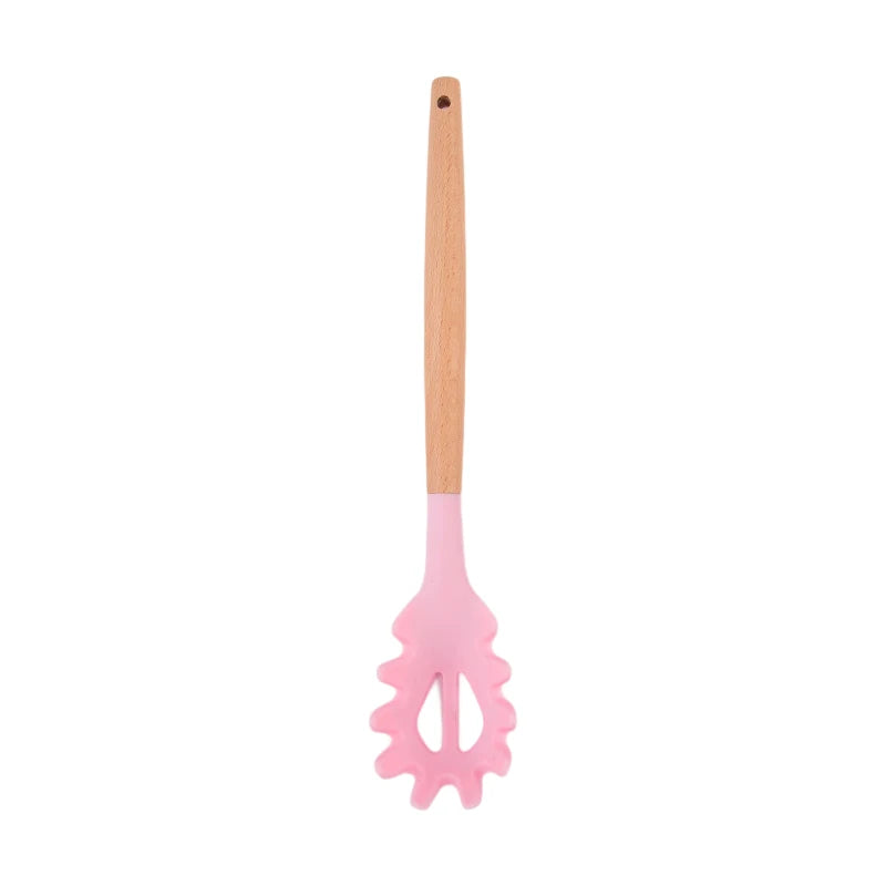 Silicone Pasta Scoop & Noodle Serving Spoon | Kitchen Strainer Pasta Serving Utensil Axl Pink