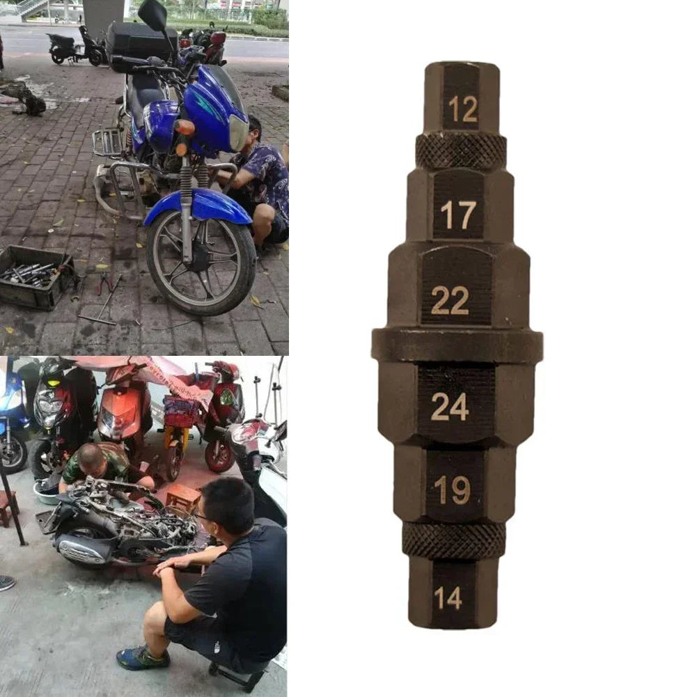 6-in-1 Motorcycle Axle Wrench – Hex Spindle Tool 12–24mm Motorcycle Axle Wrench Axl