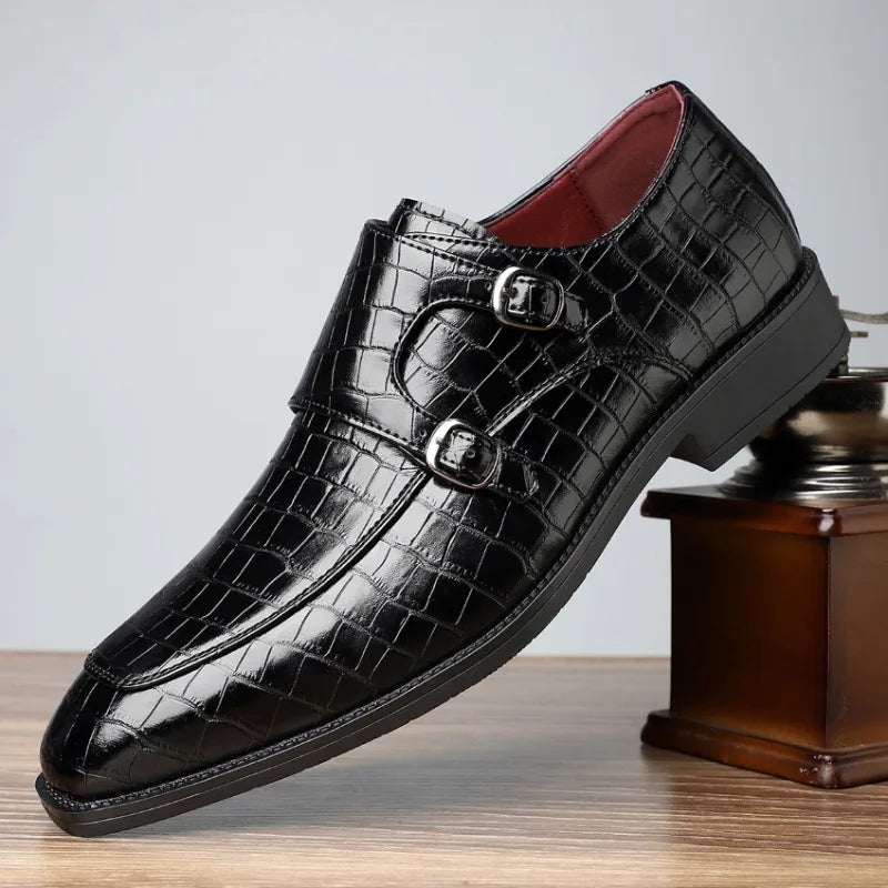 Plus Size Men's Crocodile Pattern Dress Shoes | Business & Wedding Men's Dress Shoes Axl