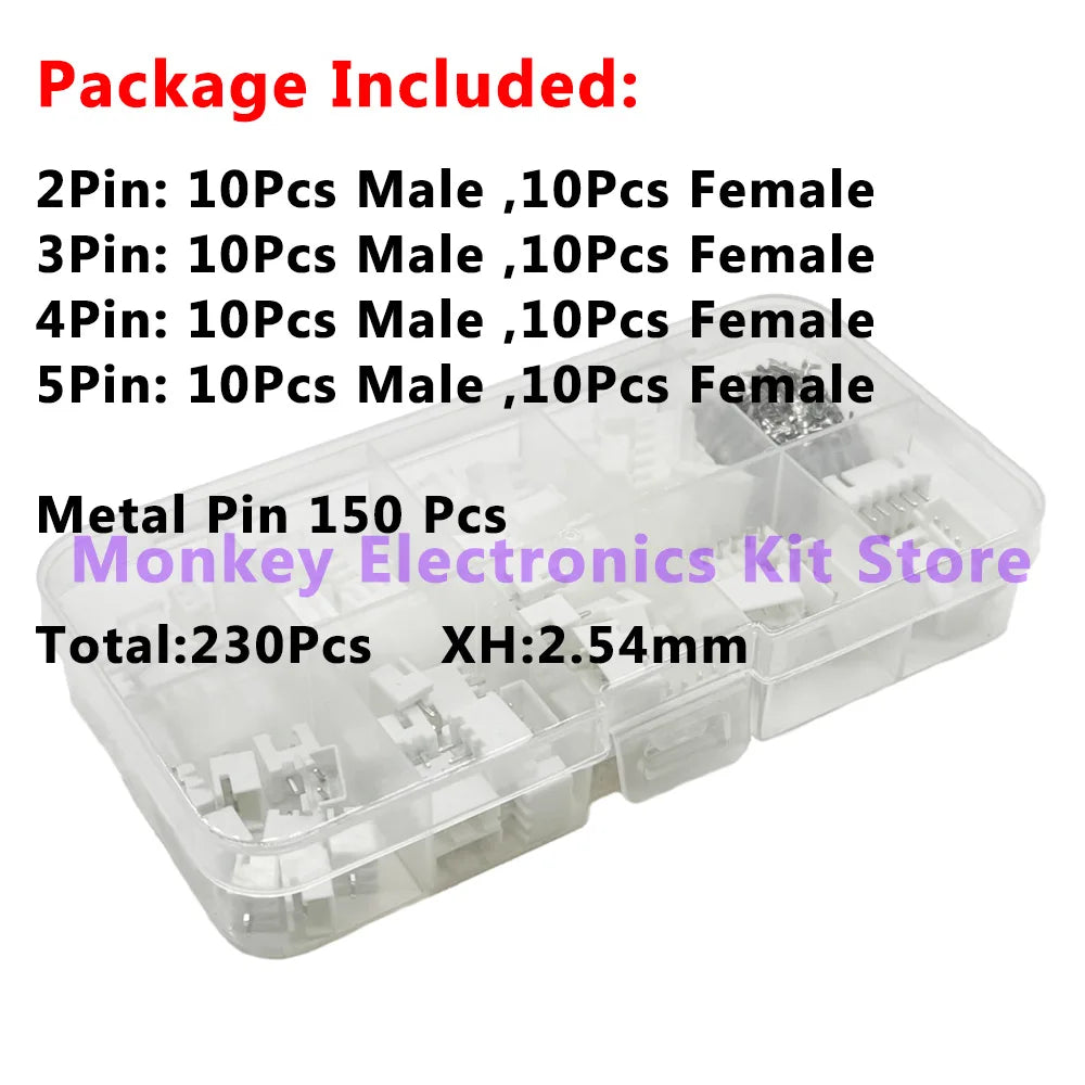 230Pcs JST PH 2.0mm XH 2.54mm Crimp Connector Terminal Kit Connector Terminal Kit Axl