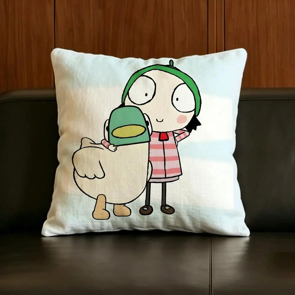 Cartoon Duck Linen Cushion Cover – Sofa, Bed & Chair Decor Decorative Cushion Cover Axl White1 30X30cm