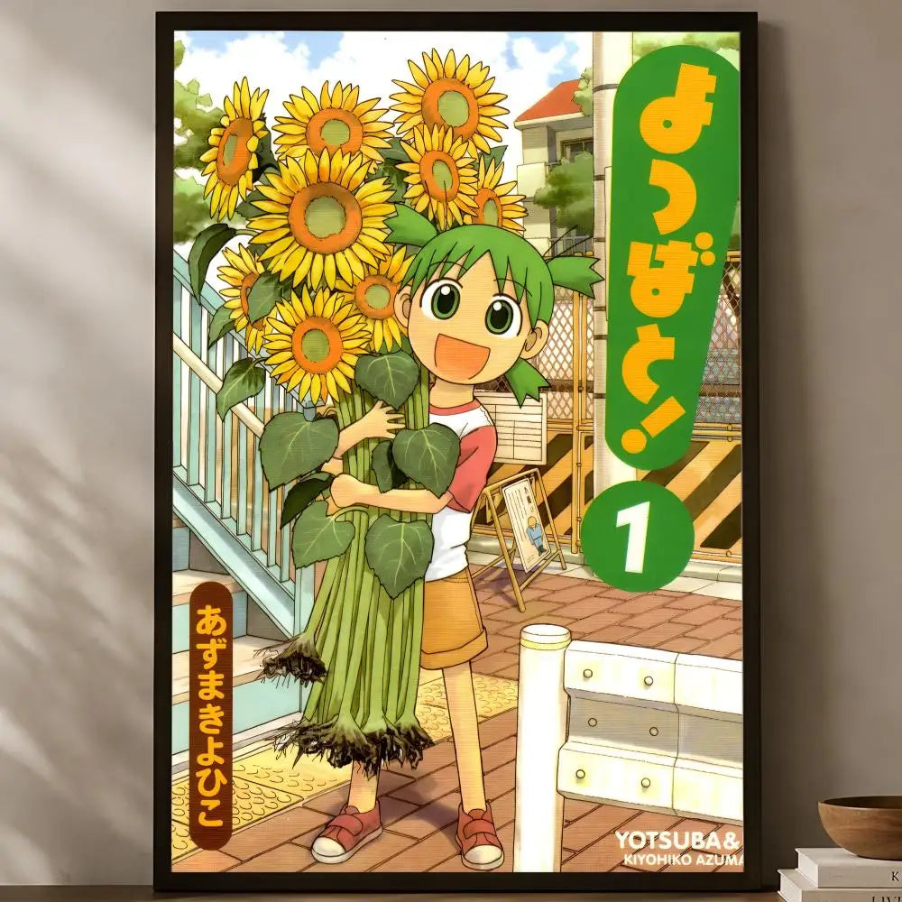 Yotsuba&! Manga Self-Stick Wall Poster – HD Waterproof Decor Wall Art Poster Axl White01 60X90cmNoframe