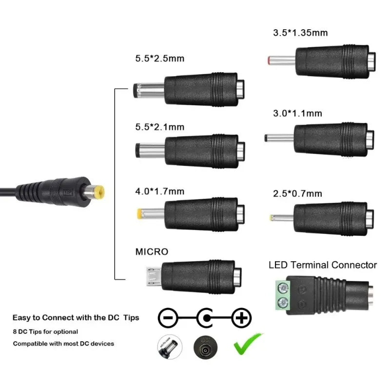 30W Adjustable Universal Power Adapter 3V–12V + USB | US EU UK AU Universal Power Adapter Axl