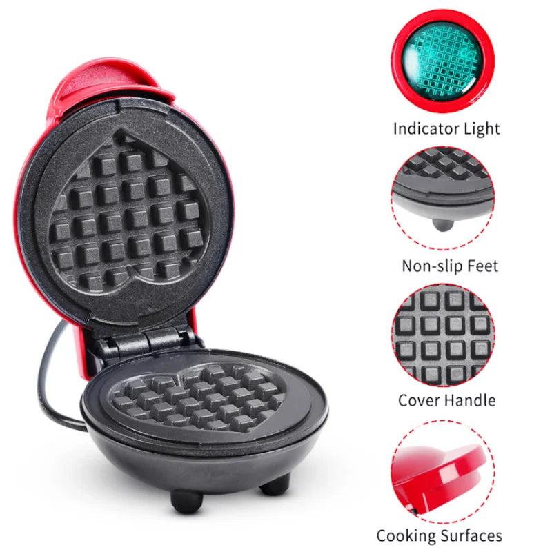 BALASHOV Mini Heart Bubble Waffle Maker – Non-Stick 350W Waffle Maker Axl