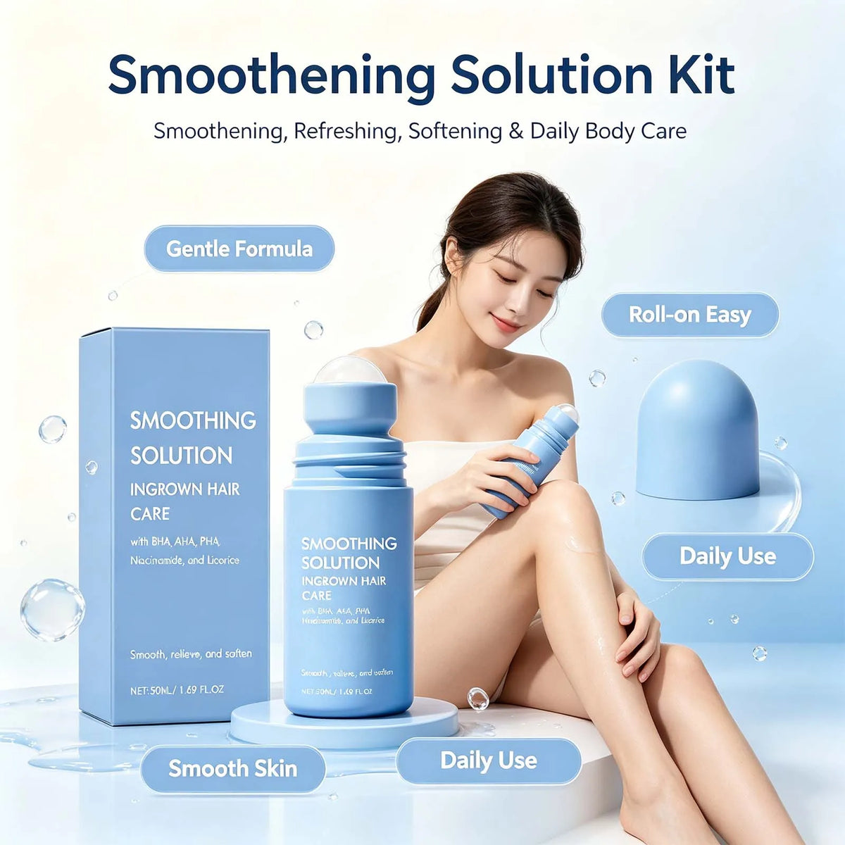 Ingrown Hair Serum Roll-On | BHA AHA Centella Post-Wax Care Ingrown Hair Serum Axl