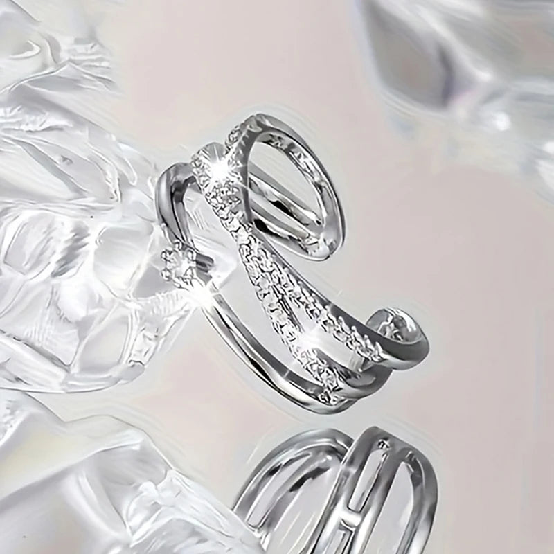 Huitan Cross Ring for Women – CZ Pave Brass Fashion Band Fashion Ring Axl