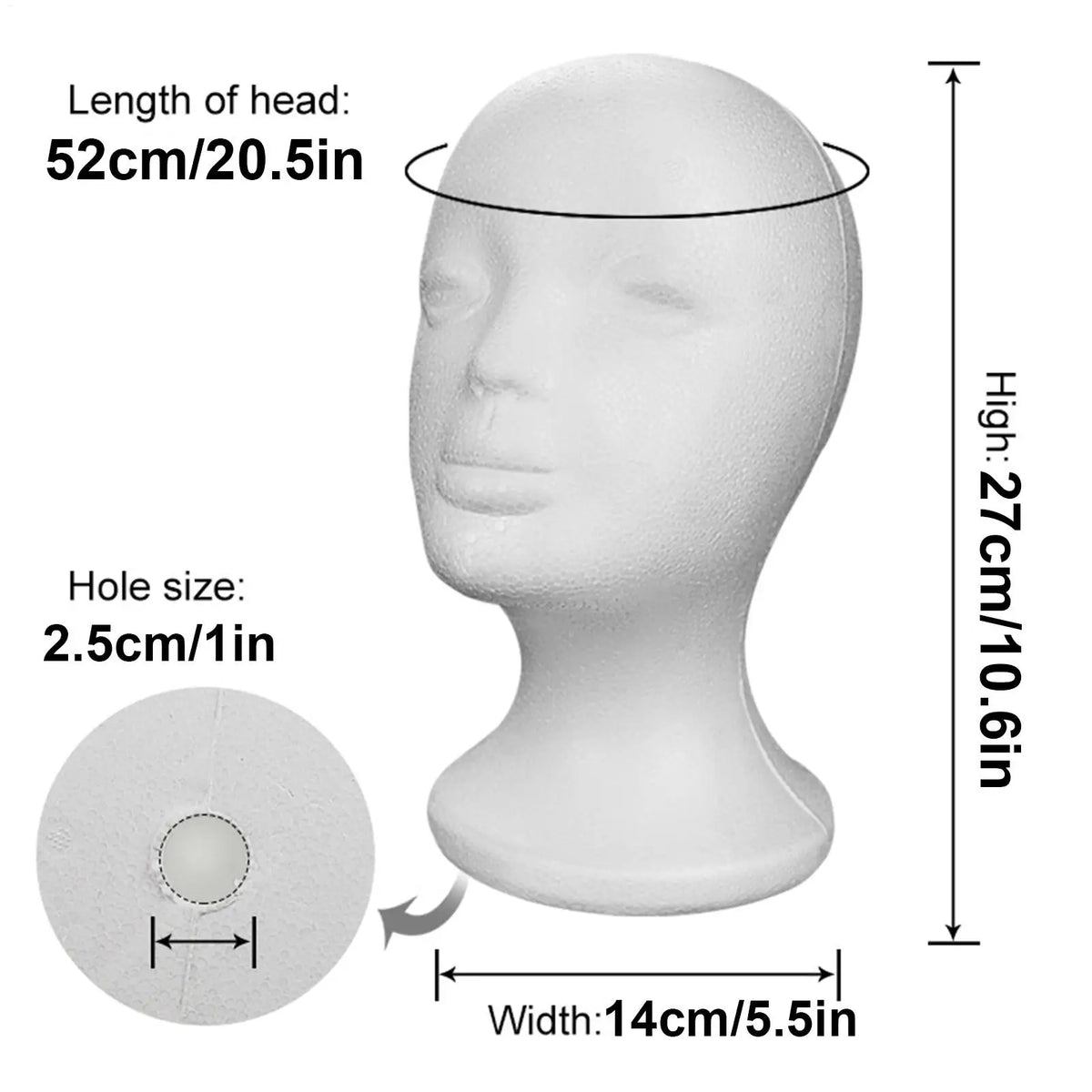 Foam Mannequin Head for Wigs, Hats & Headphone Display Mannequin Wig Head Axl