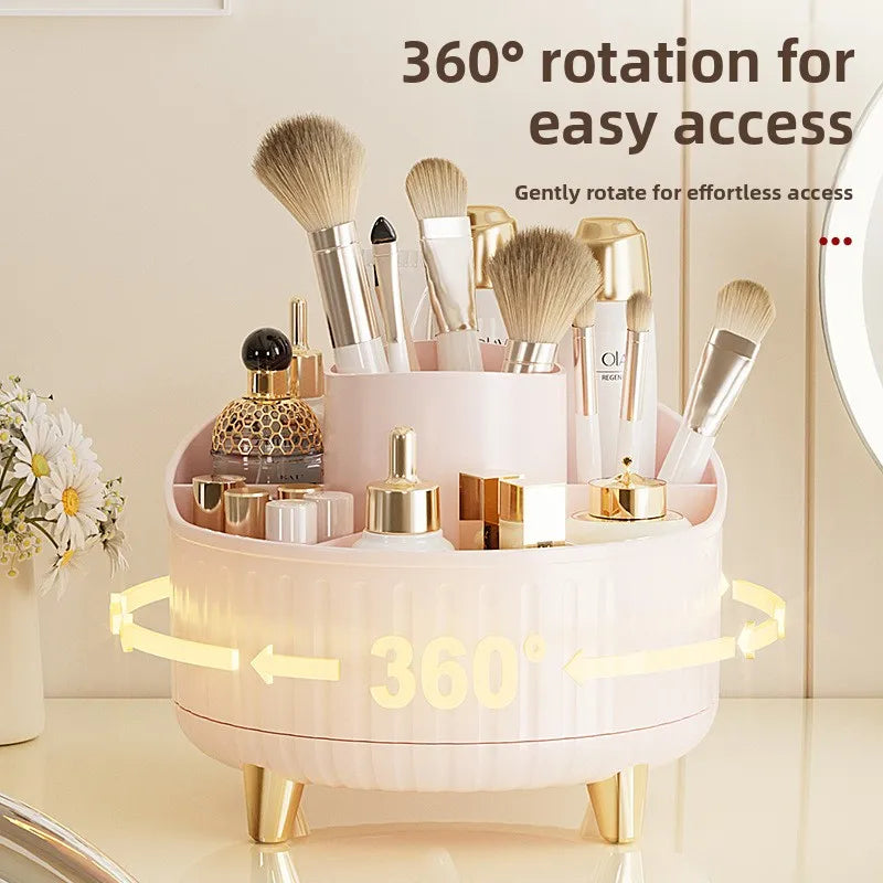 360° Rotating Makeup Organizer – 7-Compartment Brush Holder Makeup Organizer Axl