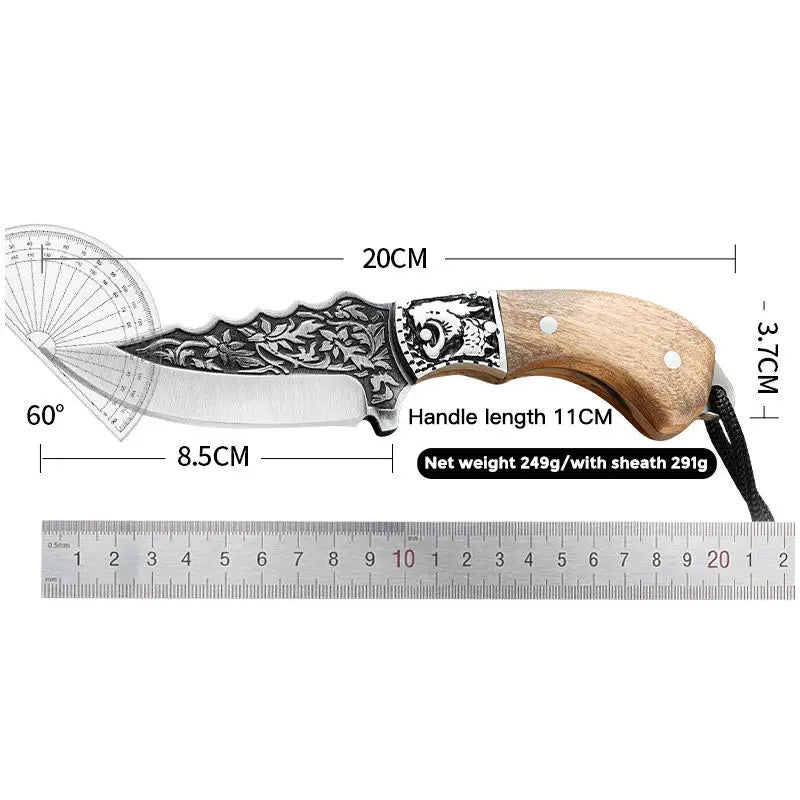 Fixed Blade Camping Knife – Stainless Steel & Olive Wood Fixed Blade Knife Axl