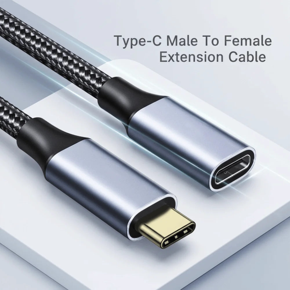 USB-C Extension Cable PD 100W Male to Female Braided 150cm USB-C Extension Cable Axl