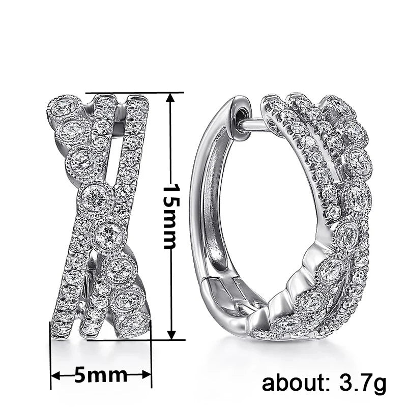Huitan Cross Hoop Earrings – Cubic Zirconia Crystal Women Hoop Earrings Axl