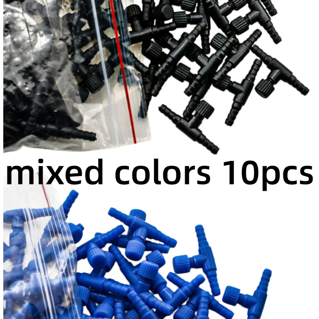 10-Pack Aquarium Air Flow Control Valves – T-Shape Fish Tank Aquarium Air Valve Axl mixed colors 10pcs