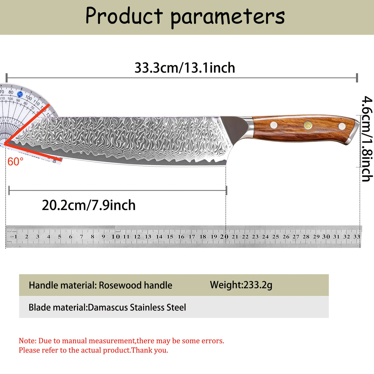 Hand Forged Kiritsuke Damascus Steel Kitchen Knife – 20cm Damascus Kitchen Knife Axl