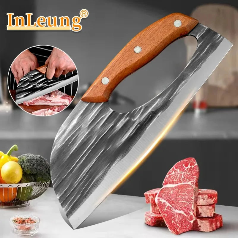 InLeung Forged Steel Meat Cleaver & Chef Knife | 21.8cm Kitchen Cleaver Knife Axl