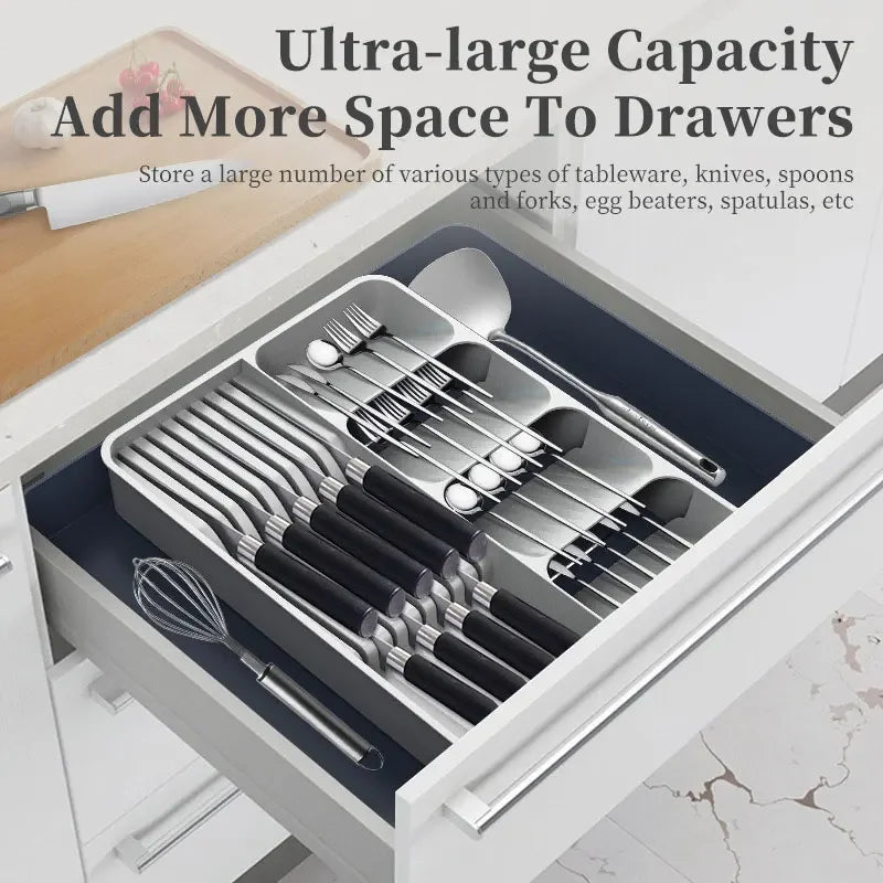 Expandable Silverware Drawer Organizer with Knife Holder Cutlery Drawer Organizer Axl