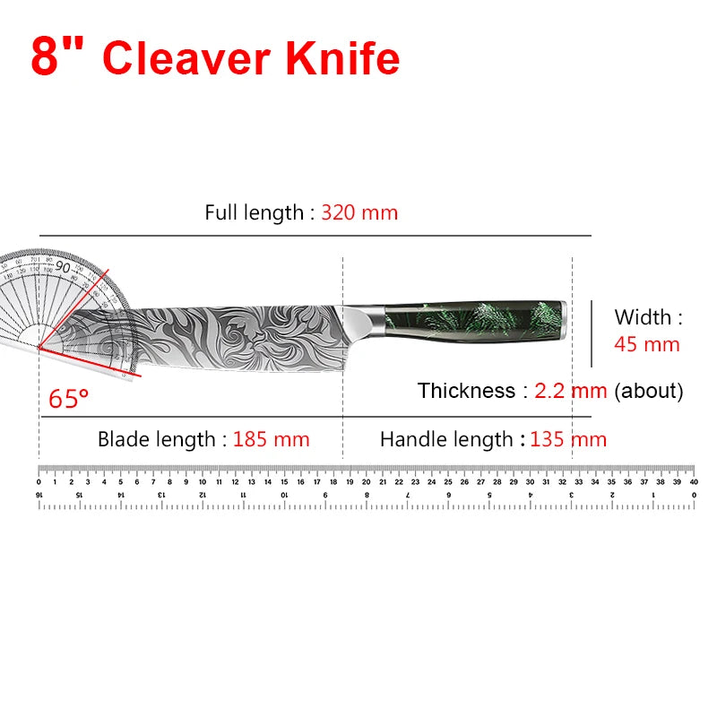 Damascus Kitchen Knife Set – Chef, Santoku & Paring Knives Kitchen Knife Set Axl H Knife