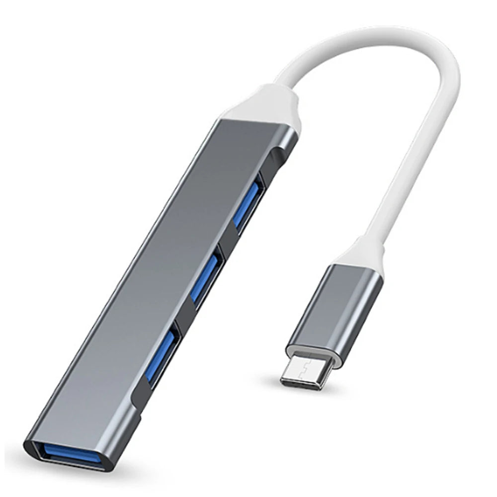 USB-C Hub 4-Port USB 3.0 Splitter OTG Adapter for MacBook & PC USB-C Hub Adapter Axl Type C 3.1 grey