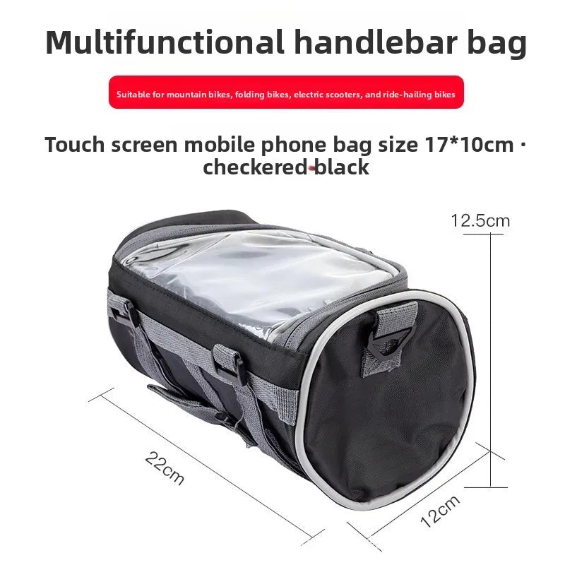 Waterproof Ultralight Handlebar Bag – Bike, E-Bike & Scooter Handlebar Bag Axl (Checkered Black)Mul 5Inch