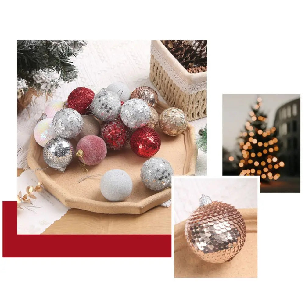 6cm Glitter Christmas Ball Ornaments – 16pc Gift Box Set Christmas Ornament Set Axl