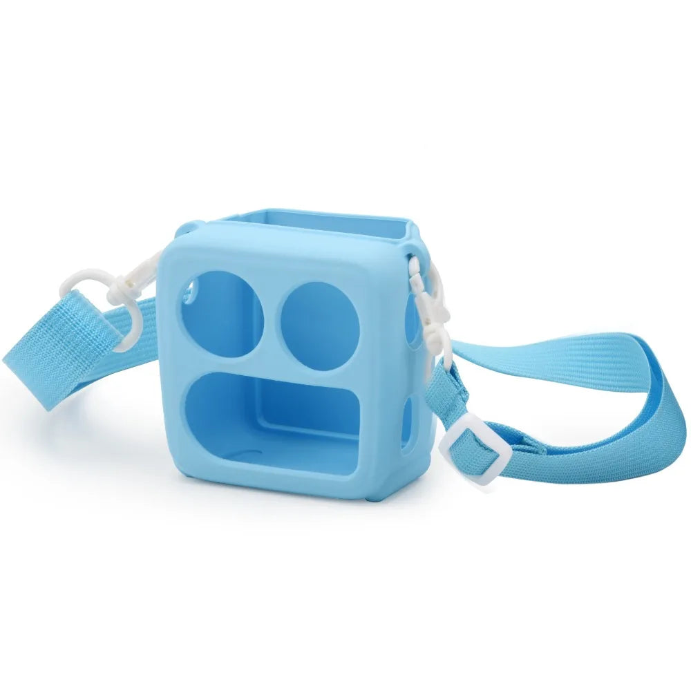 Silicone Case with Shoulder Strap for Yoto Mini 2024 Speaker Protective Case Axl Blue
