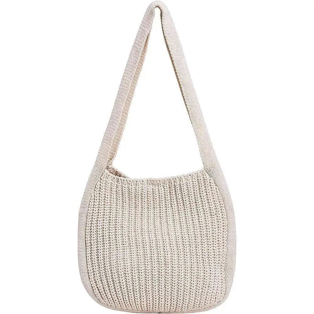 Women's Large Crochet Tote Bag – Hollow Woven Shoulder Handbag Woven Tote Bag Axl Apricot