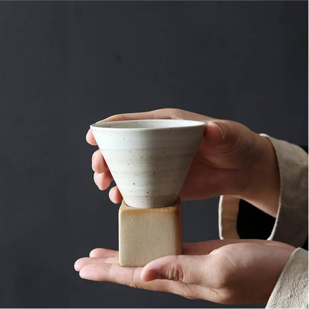 100ml Japanese Ceramic Coffee Mug – Triangular Cone & Square Base Ceramic Coffee Mug Axl