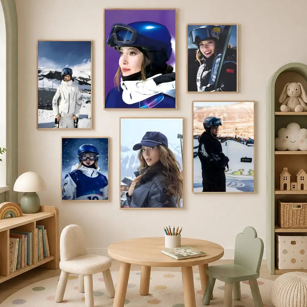 Eileen Gu Athlete Wall Art Poster – Self-Stick Waterproof HD Wall Art Poster Axl