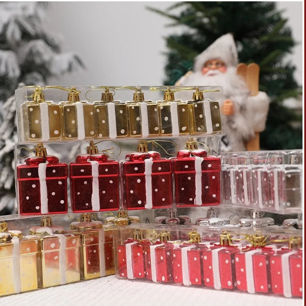 Painted Plastic Christmas Gift Box Tree Ornaments Pendants Christmas Tree Ornaments Axl