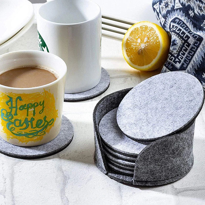 10-Pack Round Felt Coasters – Heat-Resistant Table Protectors Felt Coasters Set Axl