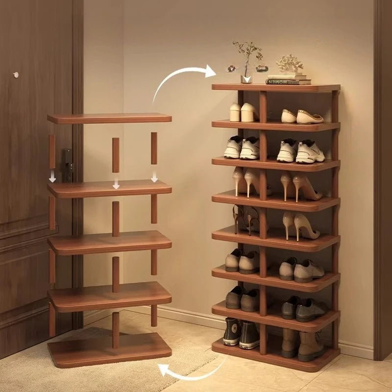 Multi-Tier Bamboo Shoe Rack – Narrow Entryway Floor Organizer Bamboo Shoe Rack Axl