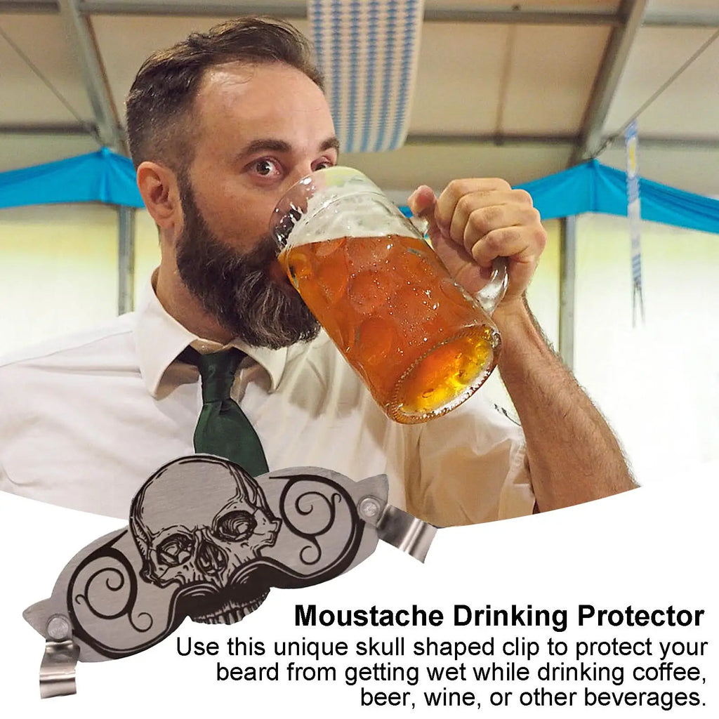 Stainless Steel Mustache Guard – Skull Design Beard Protector Mustache Guard Clip Axl Default Title