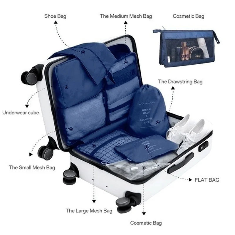8-Piece Travel Packing Cubes Set – Waterproof Luggage Organizer Travel Packing Cubes Axl