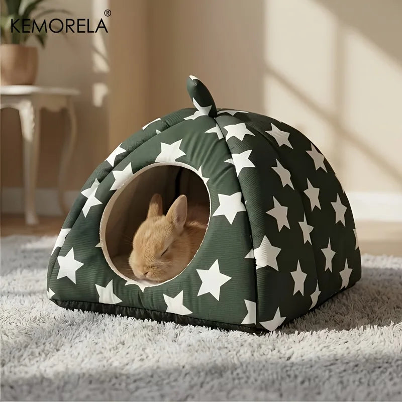 Washable Fleece Rabbit Hideout – Bunny & Guinea Pig Hut Small Animal Hideout Axl Black Star XS
