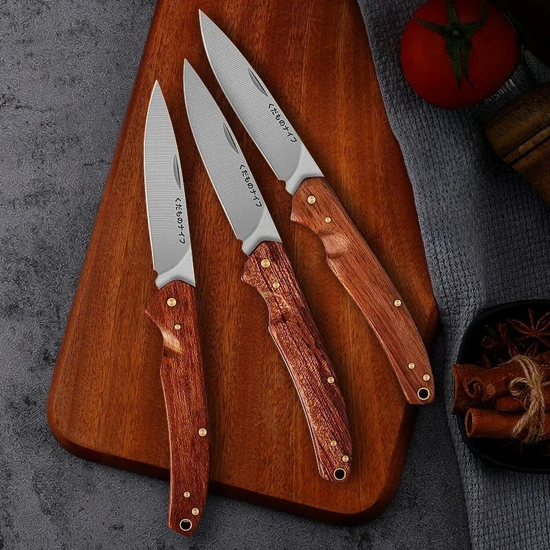 PLYS Folding Fruit Knife – Stainless Steel & Wood Handle Folding Fruit Knife Axl