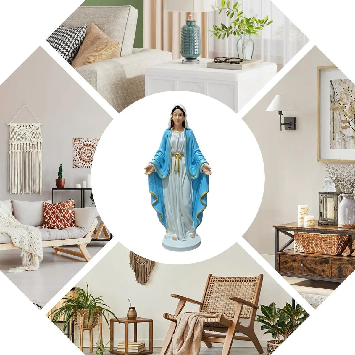 Virgin Mary Catholic Statue – Resin Holy Mother Figurine Religious Figurine Axl