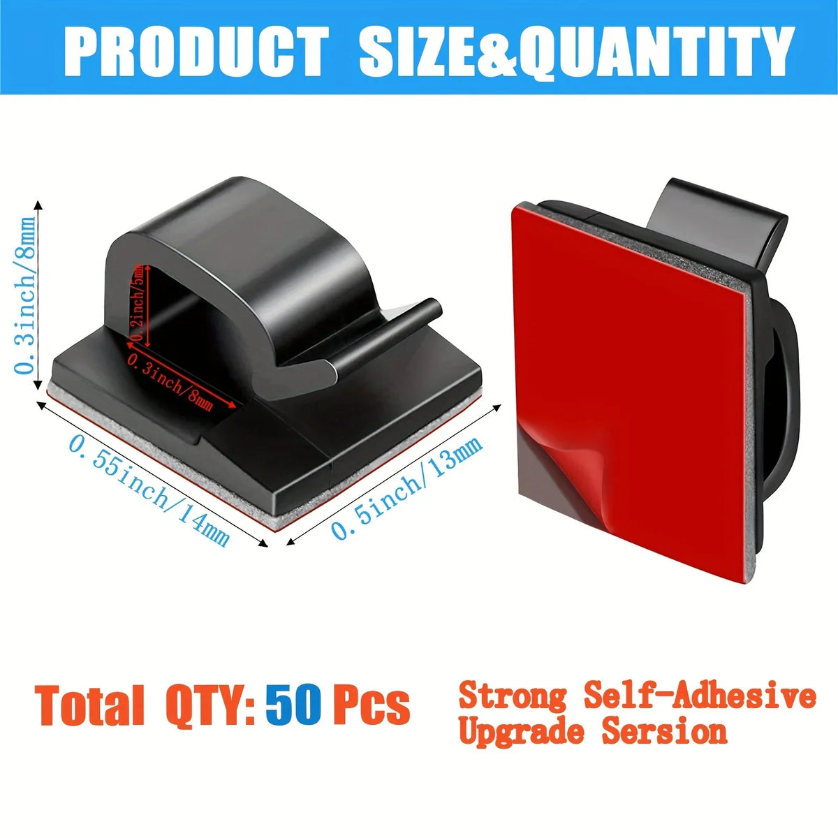 Self-Adhesive Cable Clips 50/100 Pc | Cable Management Cable Management Clips Axl