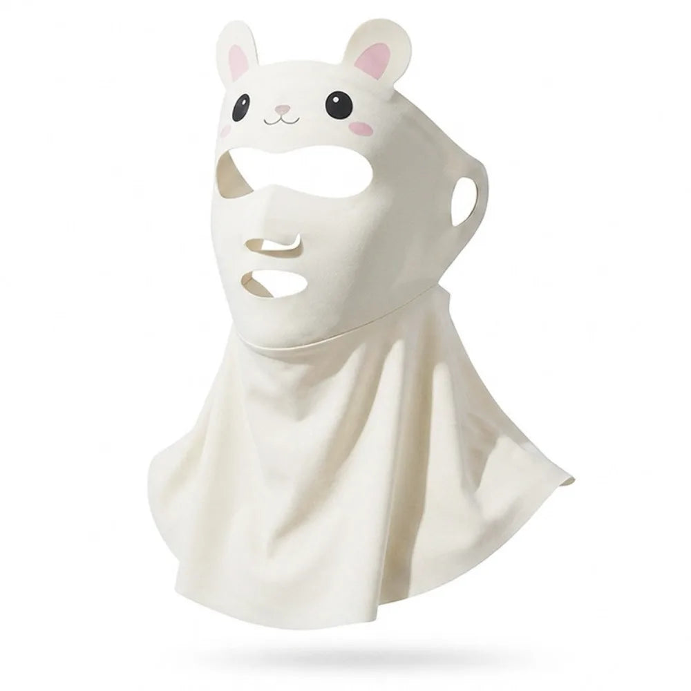Kids Rabbit Sun Mask UPF 50+ Cooling Ice Silk Face & Neck Shield Kids Sun Mask Axl Beige