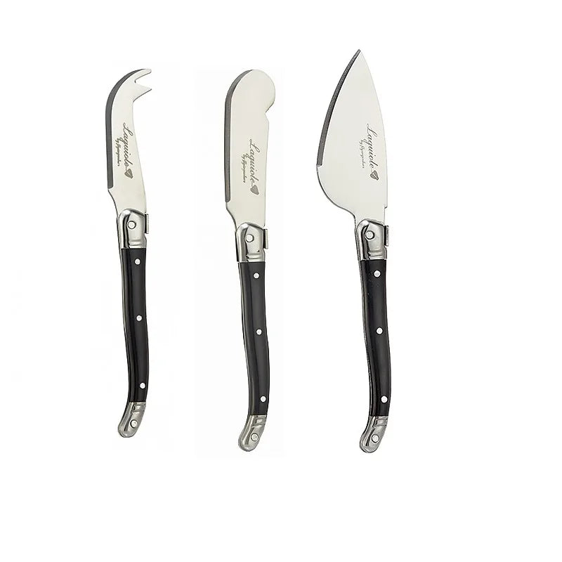 3-Piece Laguiole Style Cheese Knife Set – Butter Spreader & Slicer Cheese Knife Set Axl 3pcs Black
